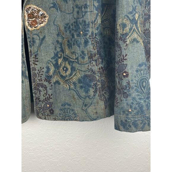 Chico’s Embellished Denim Blazer Women’s
 Size 12 - Picture 6 of 13